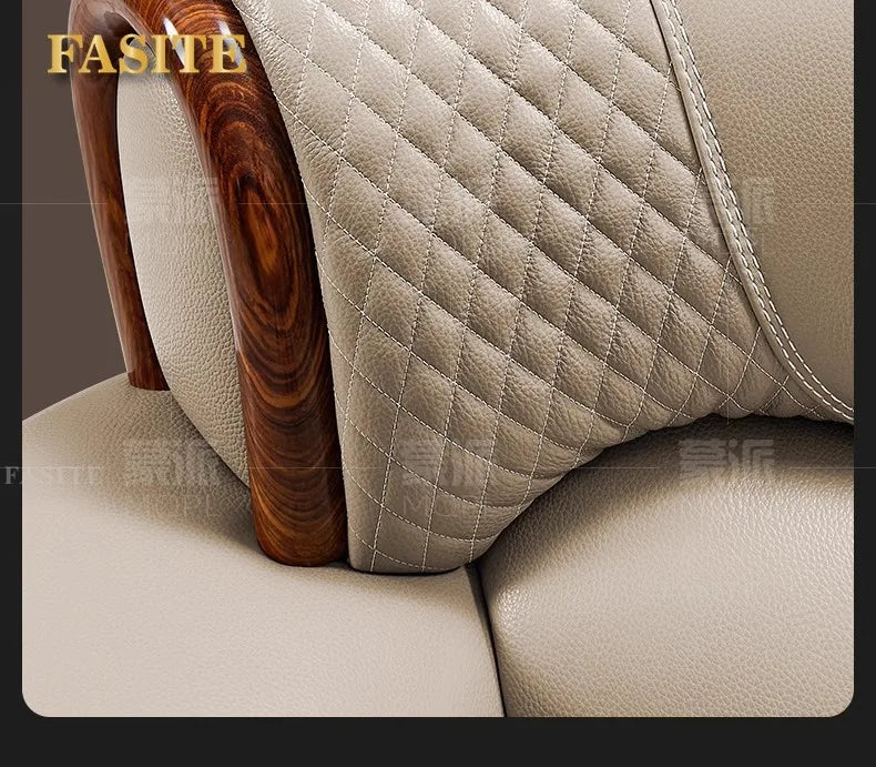 New Chinese ebony leather modern high-end living room home sofa furniture