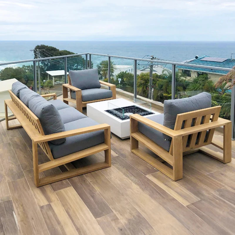 For Outdoor teak sofa set Modern simple weatherproof fabric Waterproof open-air villa courtyard garden furniture