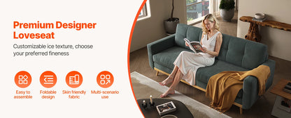 67.7-inch Mid-Century Modern Loveseat Sofa with Wooden Legs  for Living Room, Bedroom, or Office