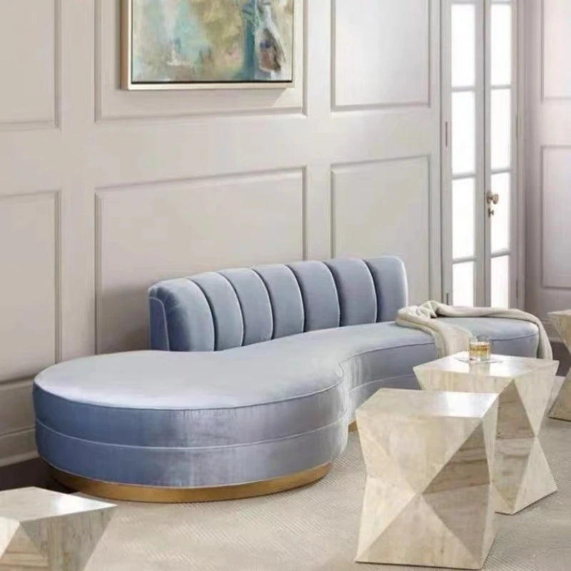 Special-shaped fabric sofa high-end clubhouse fashion curved size fabric sofa