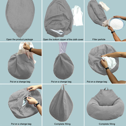 Lazy Sofa Cover Comfortable Large Bean Bag Cover without Filler for Home Bedroom Adults Kids Soft Tatami Chairs Covers Beanbags