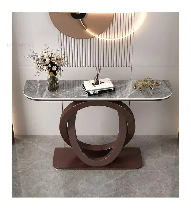 Luxury Iron Console Table Italian Semi-circular Entrance Cabinet Tables Home Furniture Creative Corridor Entryway Table
