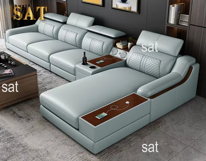 #*s for European Modern Fabric Sectional Sofa Set with Electric Recliner Modular Convertible Design USB Port-Living Room Furnitu