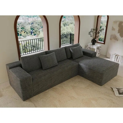 104" Modern L-Shape Sectional Couch with Deep Seat, Modular Sofa, Upholstered for Living Room or Bedroom, No Assembly, Grey