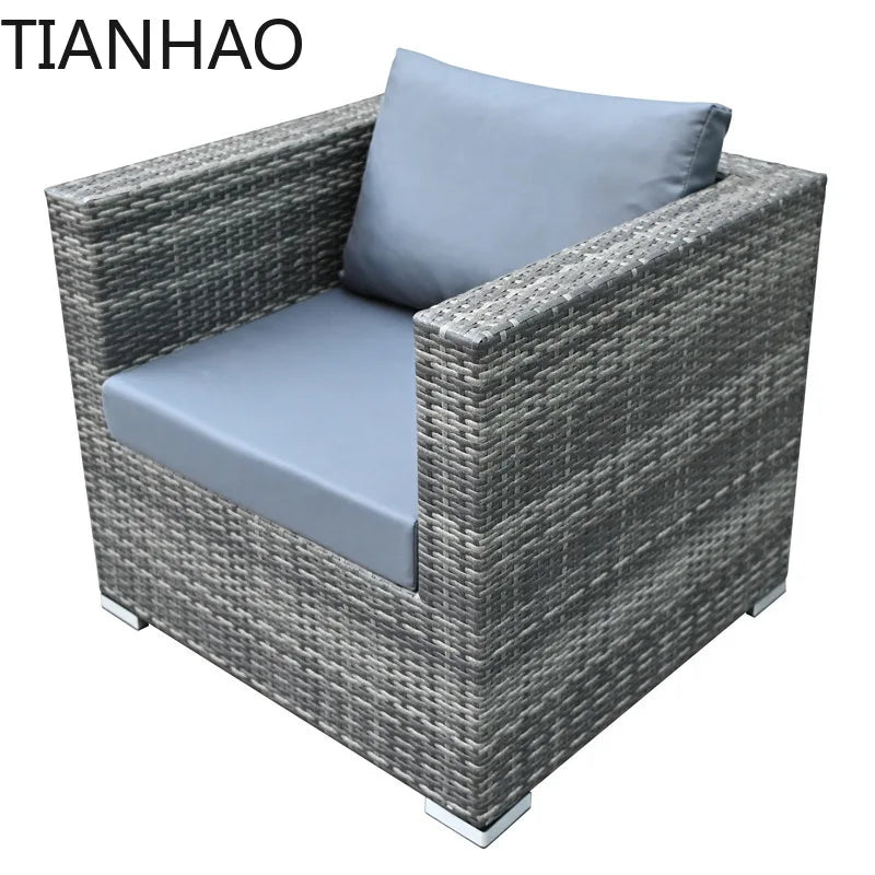 Outdoor rattan sofa combination courtyard terrace  waterproof sun protection outdoor garden rattan sofa furniture