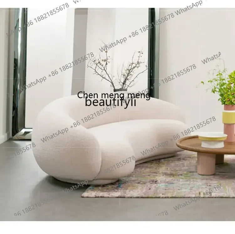 Nordic Curved Sofa Quiet Wind Living Room Fabric Craft Cashew Sofa
