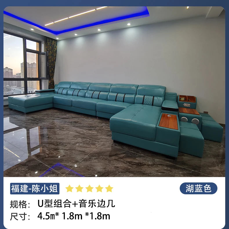 Leather Sofa Modern Simple Living Room Small Apartment Latex Storage Top Layer Leather Sofa