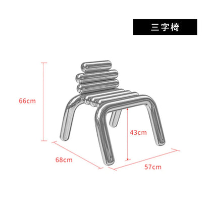 CZ Vintage Stainless Steel Irregular Single Chair Home Backrest Minimalist Industrial Style Restaurant Leisure Dining Chair