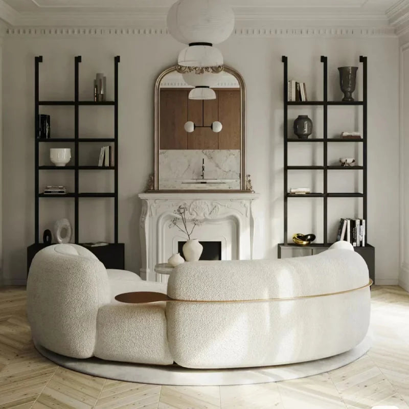 Wholesale Living Room Furniture Sofas Set Reception Room Boucle Fabric Curved Sofa for Home