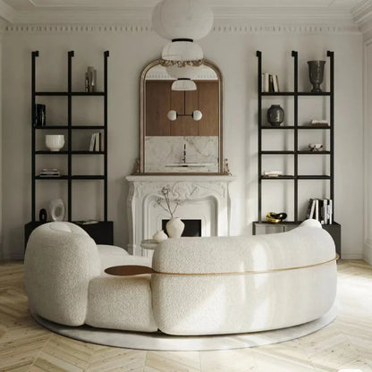 Wholesale Living Room Furniture Sofas Set Reception Room Boucle Fabric Curved Sofa for Home