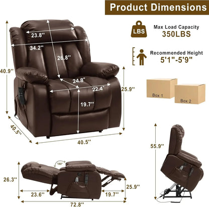 Dual Motor Power Lift Recliner Chair for Elderly, Infinite Position Lay Flat Lift Chair with Massage and Heat, USB Ports