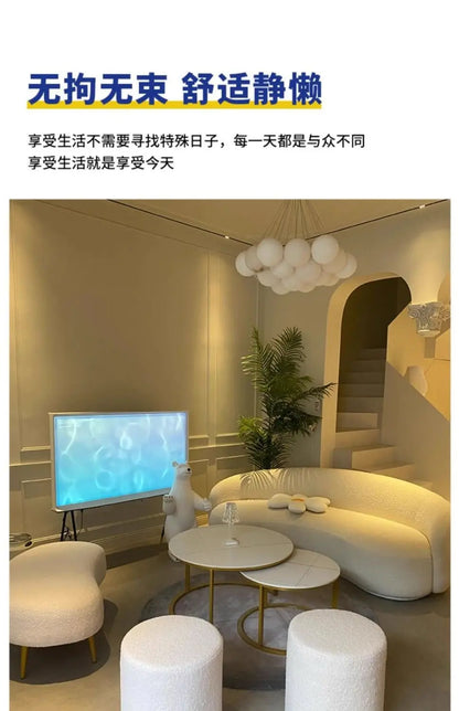 Nordic Internet celebrity living room light luxury beauty salon reception cream ins wind leisure area curved sofa