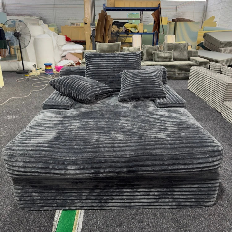 Vacuum Compressed White Plush Cloud Sofa Foldable Oversized Couch Soft Living Room Furniture Space-Saving Leisure Seat