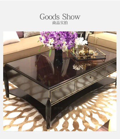 AR Light Luxury Post-modern Stainless Steel Rectangular Square Coffee Table Living Room TV Cabinet Combination Marble Furniture