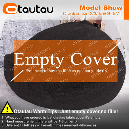 OTAUTAU Fluffy Faux Bunnyf Fur Bean Bag Cover Corner Pouf Cover DD003【No Filler Inside! You Need To Buy Filler By Yourself !】