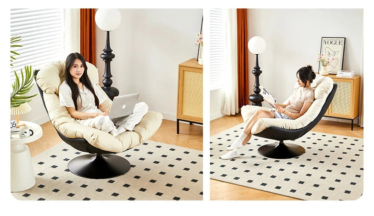 Nordic single sofa chair, living room balcony sun lazy chair, can lie down and sleep modern simple wind leisure swivel chair