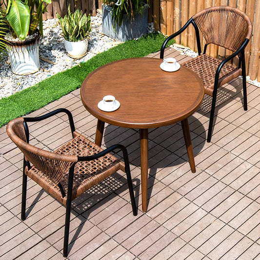 Aluminum Frame Outdoor Chairs Set of 2 PE Rope Patio Chair All Weather Bistro Chair Garden Chair for Hotel Restaurant Backyard