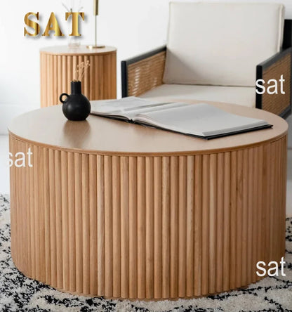 */--antique Oak Round Rustic Solid Wood Modern Farmhouse Classic Luxury Center Coffee Table For Living Room