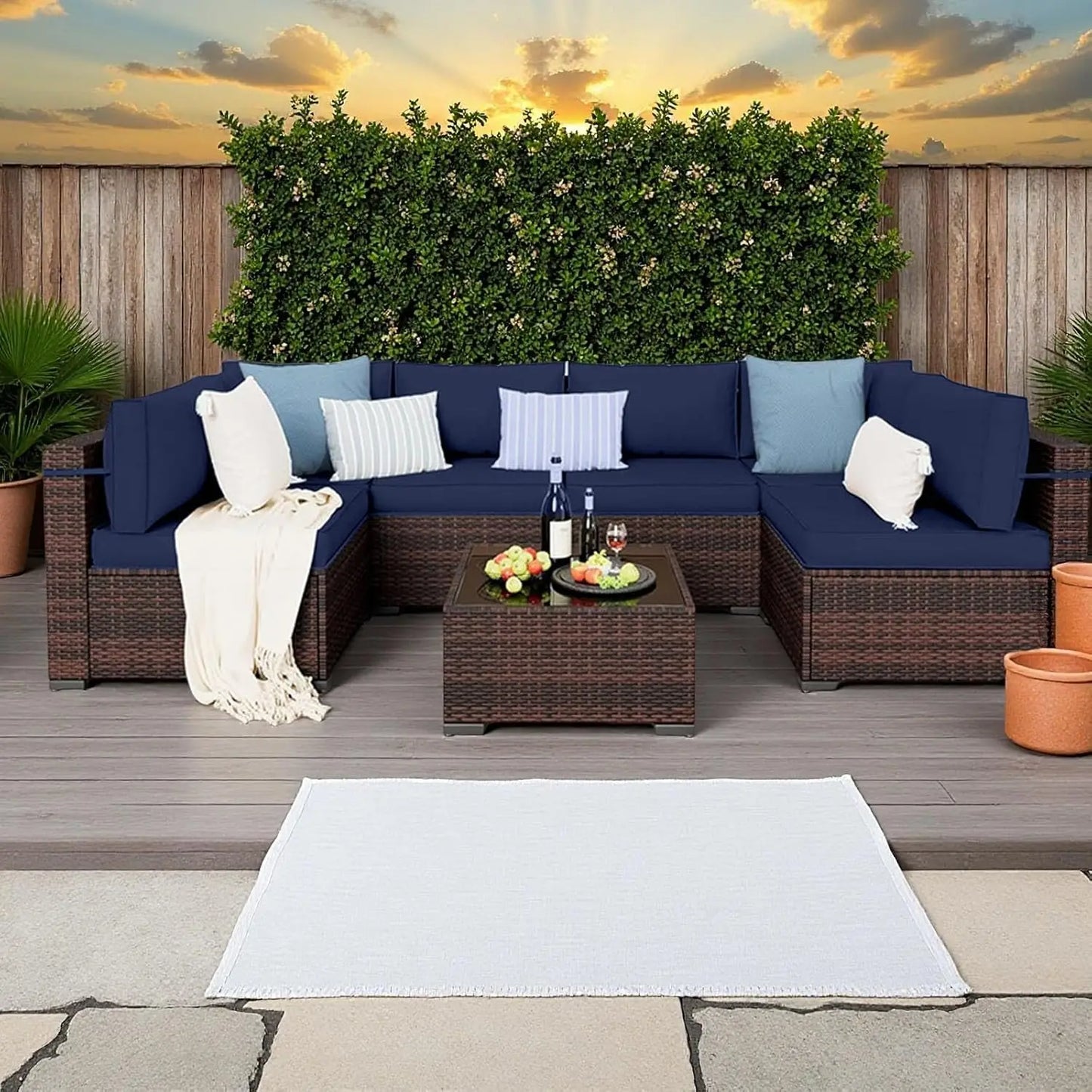 14 Piece Outdoor Replacement Cushions for Patio Furniture, Water-Resistant Sectional Sofa Cushions,Fits 6-seat, Customized