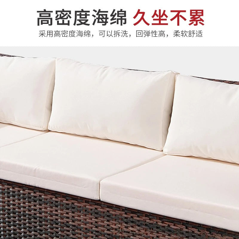 Outdoor sofa leisure balcony set combination villa courtyard sales office lazy rattan furniture small apartment rattan sofa