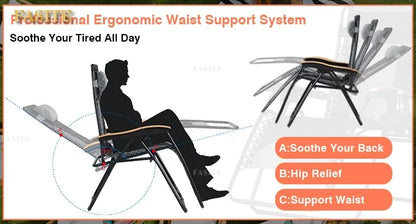 Padded Zero Gravity Lounge Chair Folding Patio Recliner with Adjustable Headrest & Cup Holder, Support 350 LBS (Grey)