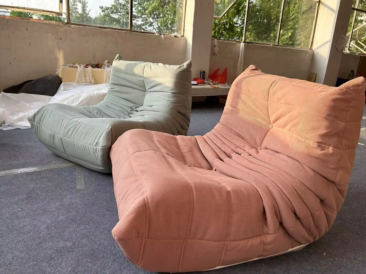 Togo caterpillar sofa balcony leisure bedroom living room reclining sleeping lazy sofa cream wind single recliner