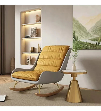 Nordic Rocking Chair Recliner Light Luxury Single-Seat Sofa   Home Lazy Fabric Sofa   Balcony Living Room Leisure Chair