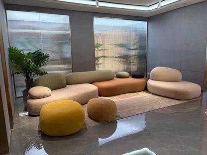 Italian minimalist pebble art sofa villa large flat living room special-shaped module fabric sofa Internet celebrity