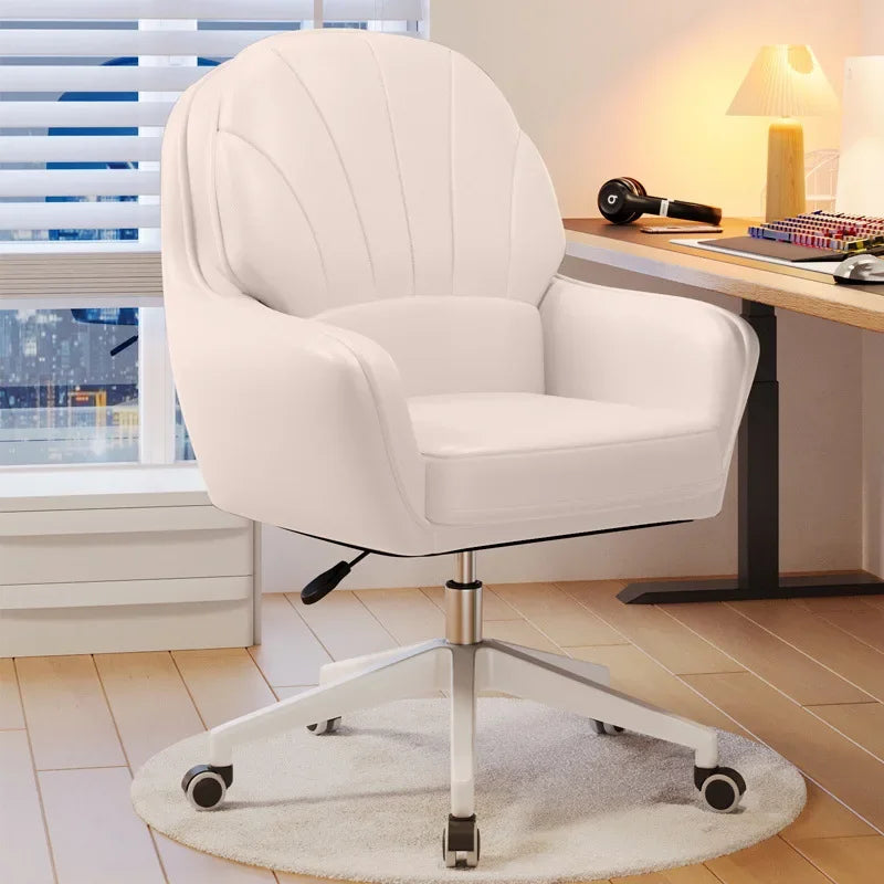 Metal Cute Vanity Makeup Chair for Girls Rotating Lift Backrest Computer Chair for Bedroom Dorm Home Office Desk