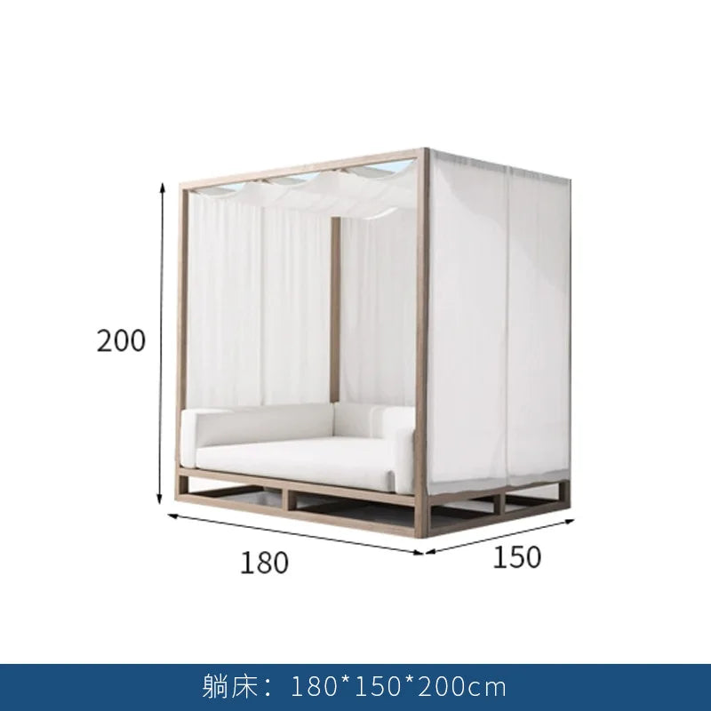 Villa courtyard sofa combination leisure hotel terrace waterproof sunscreen sofa outdoor terrace wood grain lacquer sofa