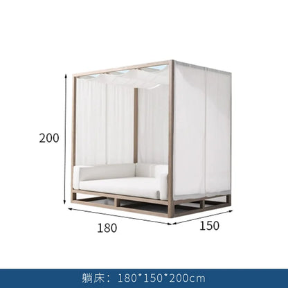 Villa courtyard sofa combination leisure hotel terrace waterproof sunscreen sofa outdoor terrace wood grain lacquer sofa