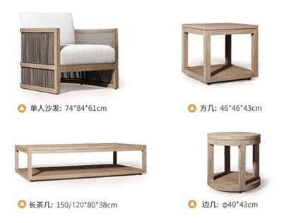 Outdoor villa courtyard sofa high-end teak sofa furniture combination hotel homestay waterproof