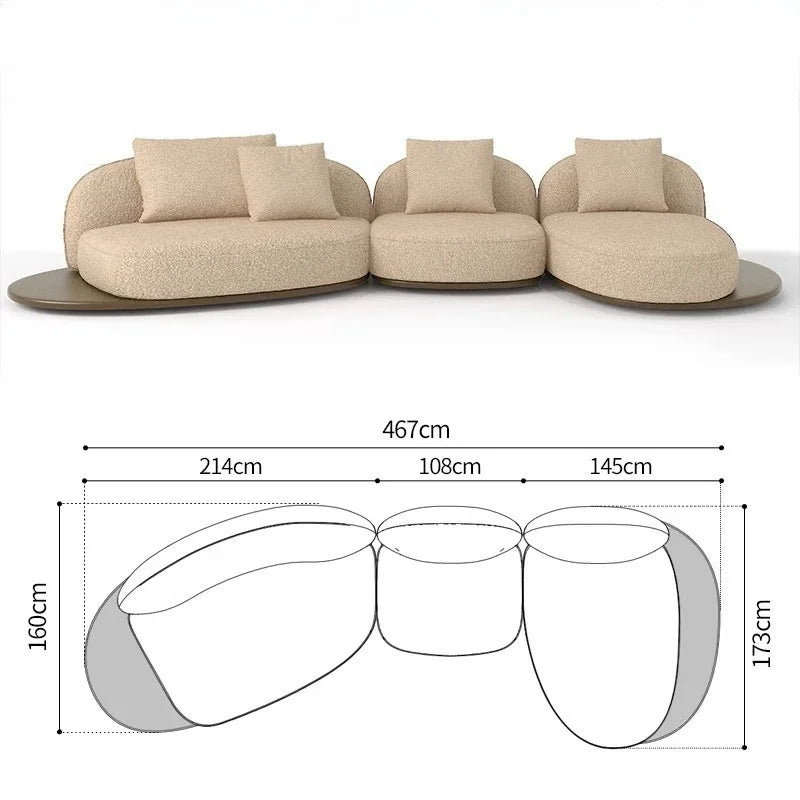 Living Room Coffee Table Designer Creative Three-person Log Style Furniture Modern Simple Modern Morocco Fabric Sectional Sofas