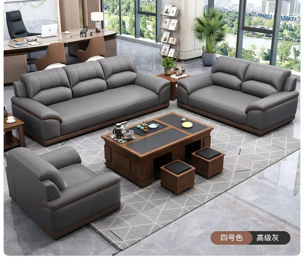Leather latex office sofa, piano key combination sofa