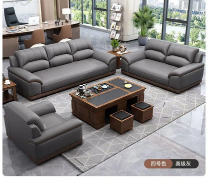 Leather latex office sofa, piano key combination sofa