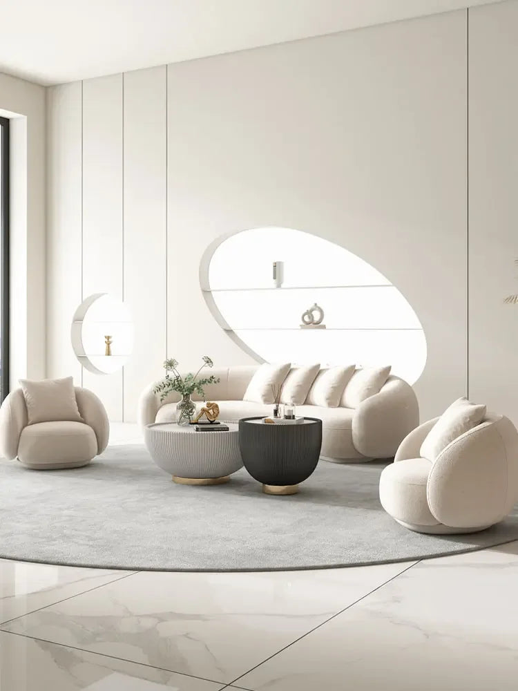 Nordic fabric sofa living room modern simple small apartment light luxury arc creative technology cloth