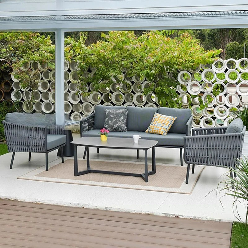 Outdoor villa courtyard rattan sofa furniture hotel bed and breakfast balcony sofa chair bed and breakfast terrace garden sofa c