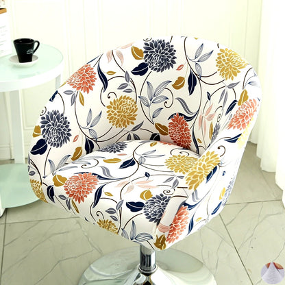 Universal Curved Chair Cover Short Back Printed Arc Armchair Covers Dining Chair Covers Home Spandex Elastic Dustproof Cover