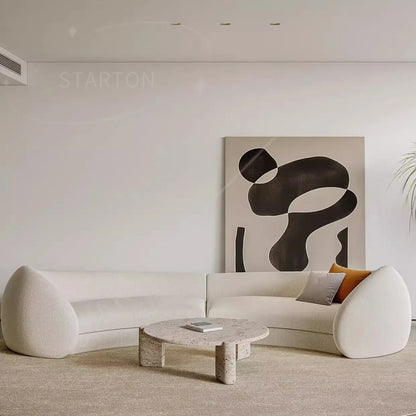 MODULAR Designer Curve Sofa Set Teddy Fabric Reclining Rectangle Couch for Hotel Lobby Living Room Furniture