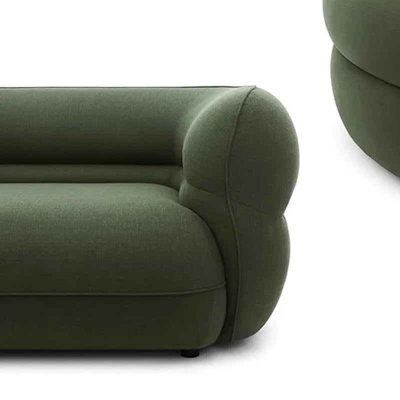 Elegant L-Shape Modular Living Room Sofa Set Modern Curved Green Flannel Wide Sponge Seat Sofas for Apartment Villa Luxury Couch