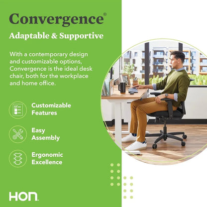 Ergonomic Office Chair with Breathable Mesh Back, Adjustable Armrests, Lumbar Support, and Rolli Feature