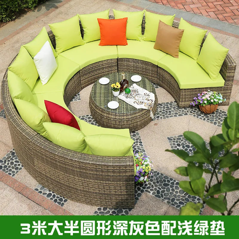 Outdoor circular rattan combination hotel curved living room sofa