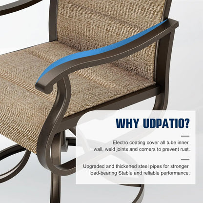 Patio Swivel Chairs Set of 2, Outdoor Dining Chairs High Back with Padded All Weather Breathable Textilene, Customized