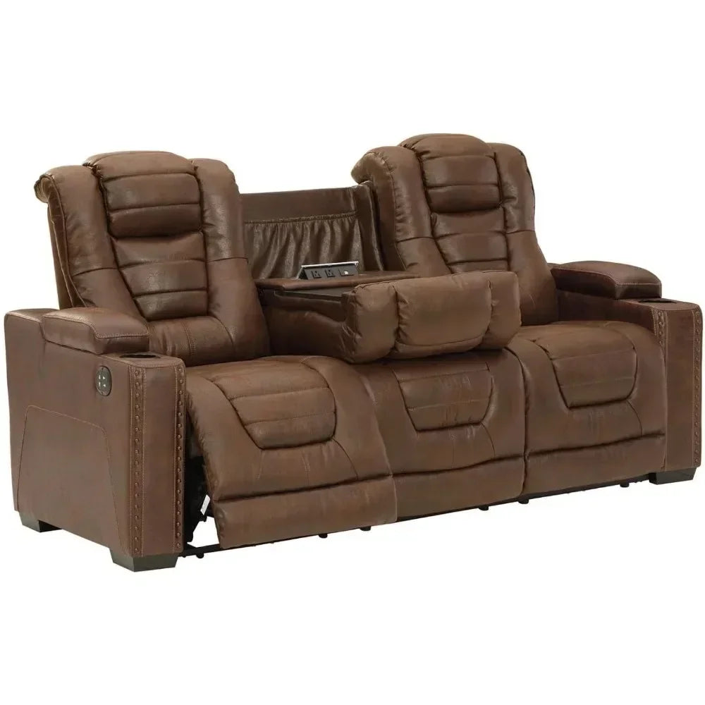 Brown Car Owner's Box with Adjustable Headrest, Artificial Leather Electric Lounge Chair