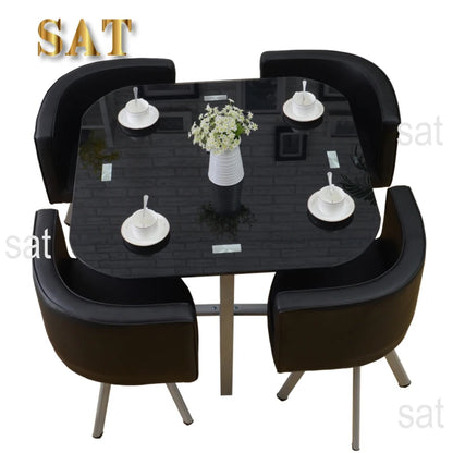 Modern Dining Table and Chair Set Modern Restaurant Home Dining Room Dinning Table Glass Top Round Dining Table Set