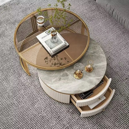 Light luxury rock slab coffee table size combination living room household small apartment modern simple style