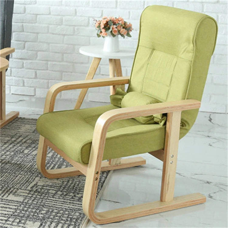 Solid Wood Living Room Designer Leisure Chair Balcony Bedroom Dormitory Fold Recliner Home Furniture Office Backrest Armrests