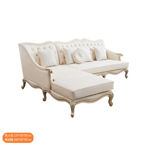 Leather sofa combined living room size apartment Italian light luxury high-end luxury solid wood furniture