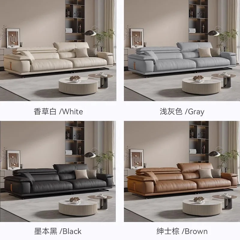Decoration Genuine Leather Italian Living Room Sofa Luxury Lounge Designer Minimalist Sofas home Modern Family Muebles Furniture