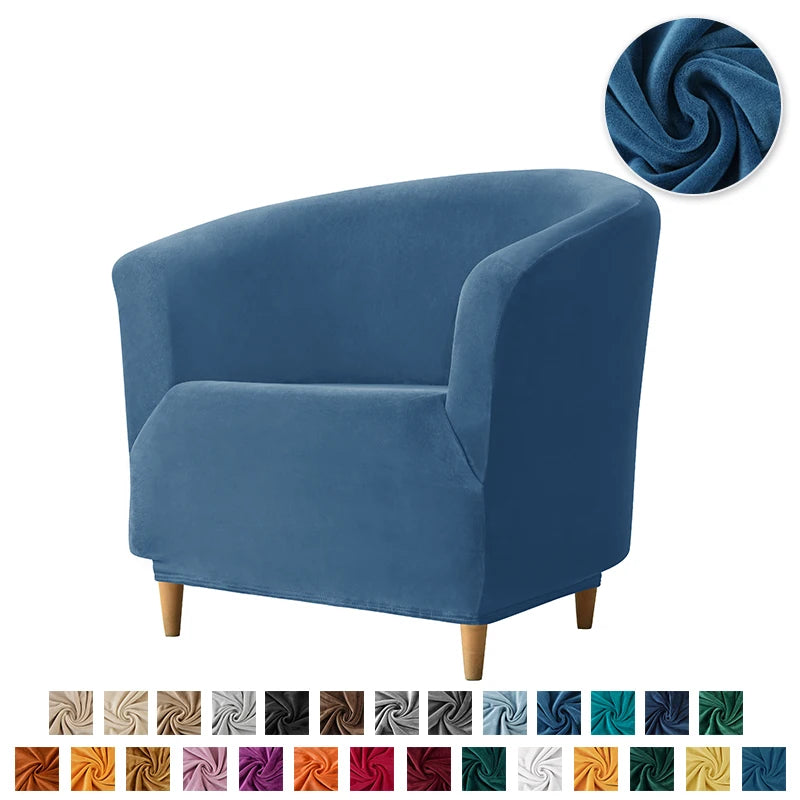 Velvet Tub Cover Chair Jacquard Single Seat Sofa Slipcover 1 Seate Living Room  Furniture Couch Washable Club Armchair Cover